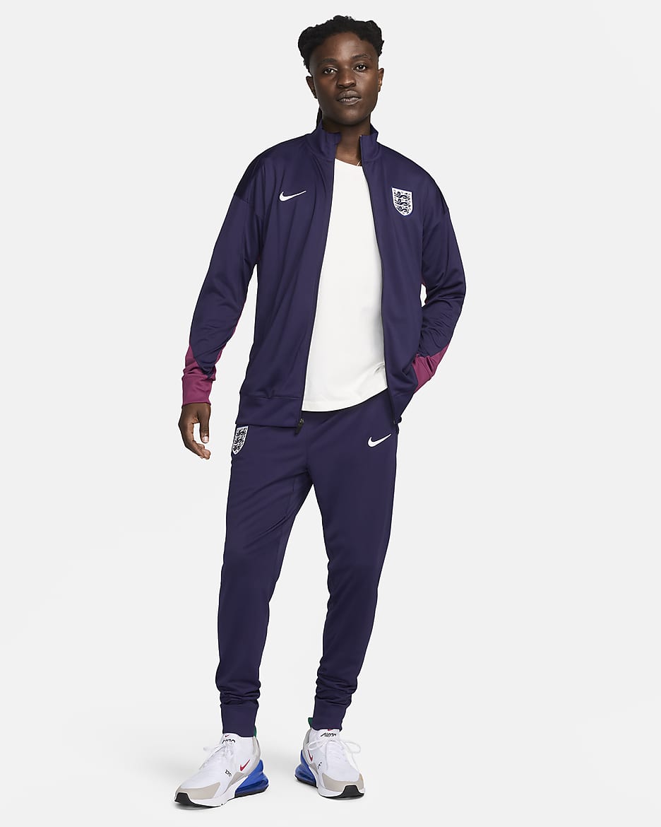 Survêtement de foot en maille Nike Dri-FIT Angleterre Strike pour homme - Purple Ink/Rosewood/Blanc