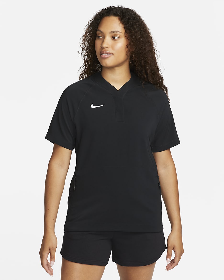 Nike Women's Short-Sleeve Softball Windshirt - Black/White