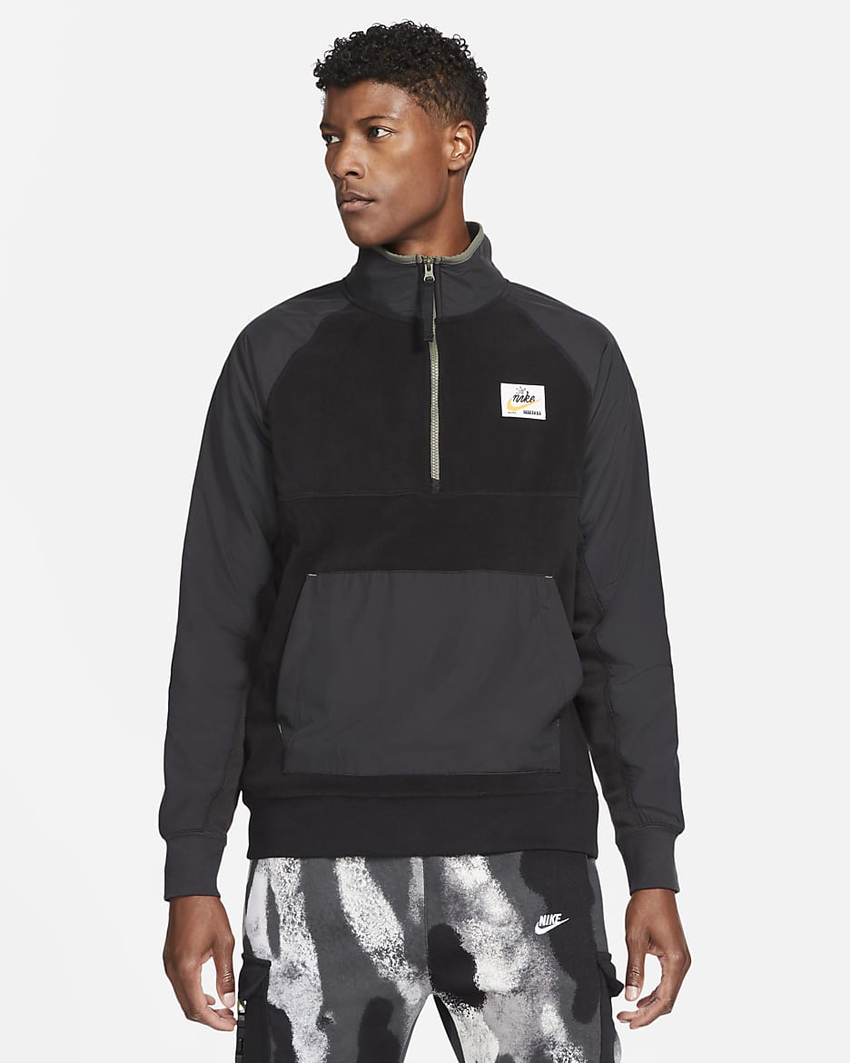 Nike Sportswear Men's 1/2-Zip Fleece Jacket - Black/Black/Off Noir