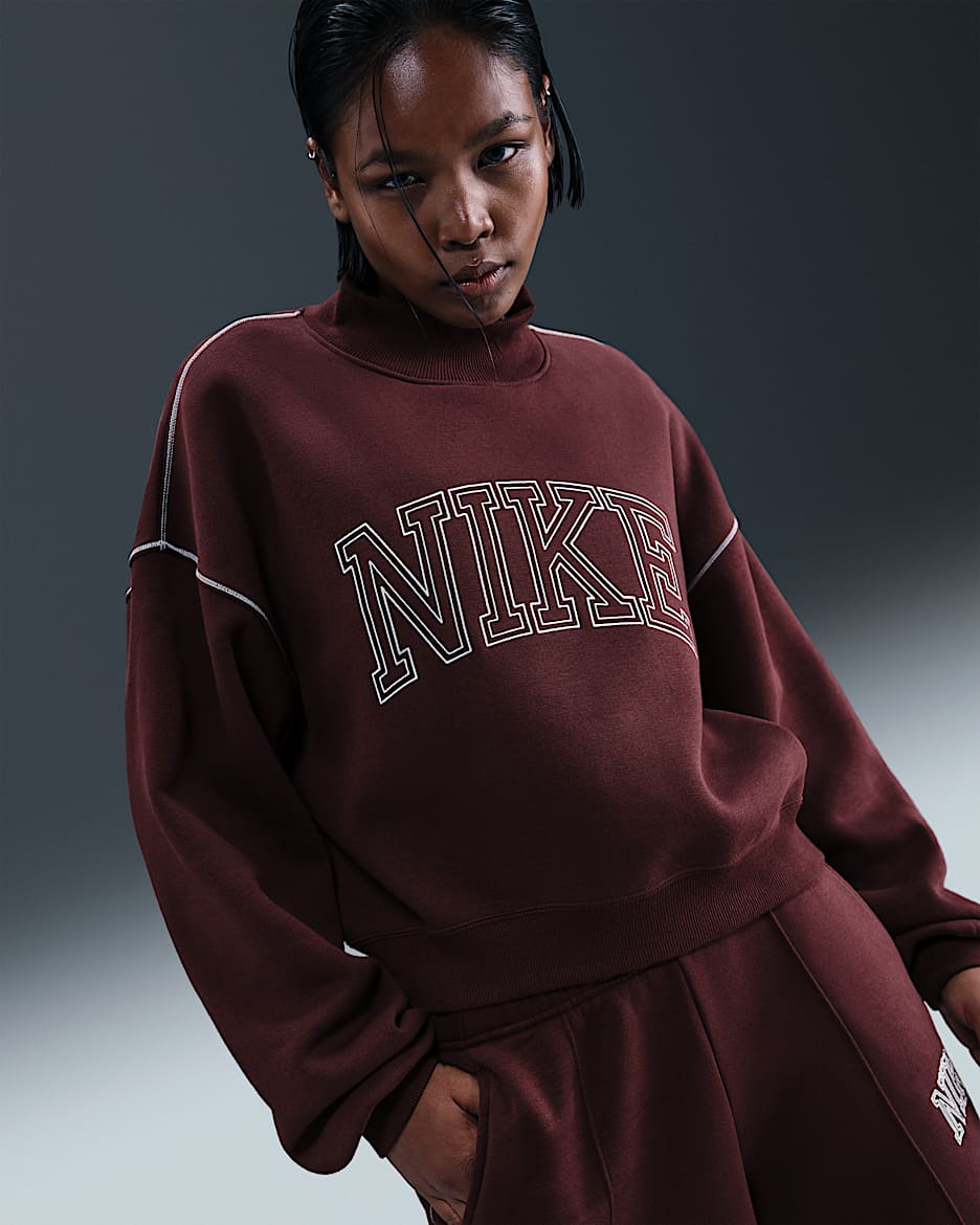 Nike Sportswear Phoenix Fleece Women's Mock-Neck Sweatshirt - Burgundy Crush