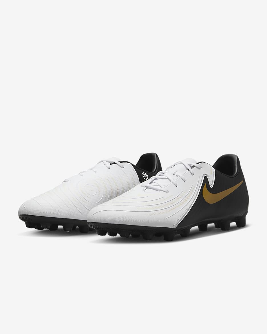 Nike Phantom GX 2 Academy HG Low-Top Soccer Cleats - White/Metallic Gold Coin/Black