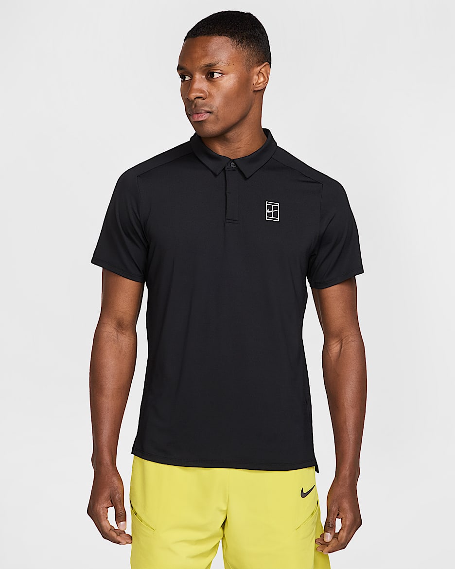 Polo de tennis Dri-FIT NikeCourt Advantage pour homme - Noir/Blanc/Blanc