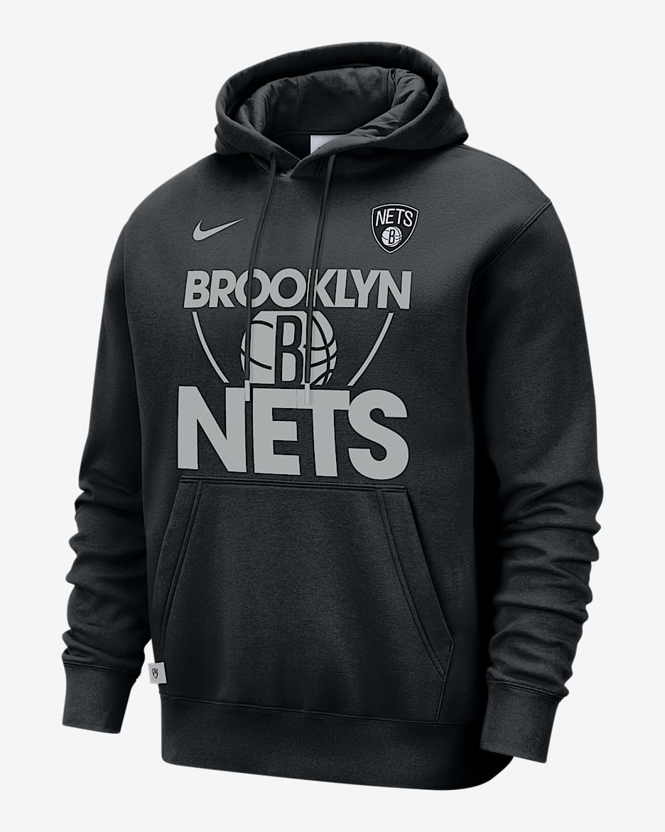 Felpa pullover con cappuccio Brooklyn Nets Club Courtside Nike NBA – Uomo - Nero/Flat Silver