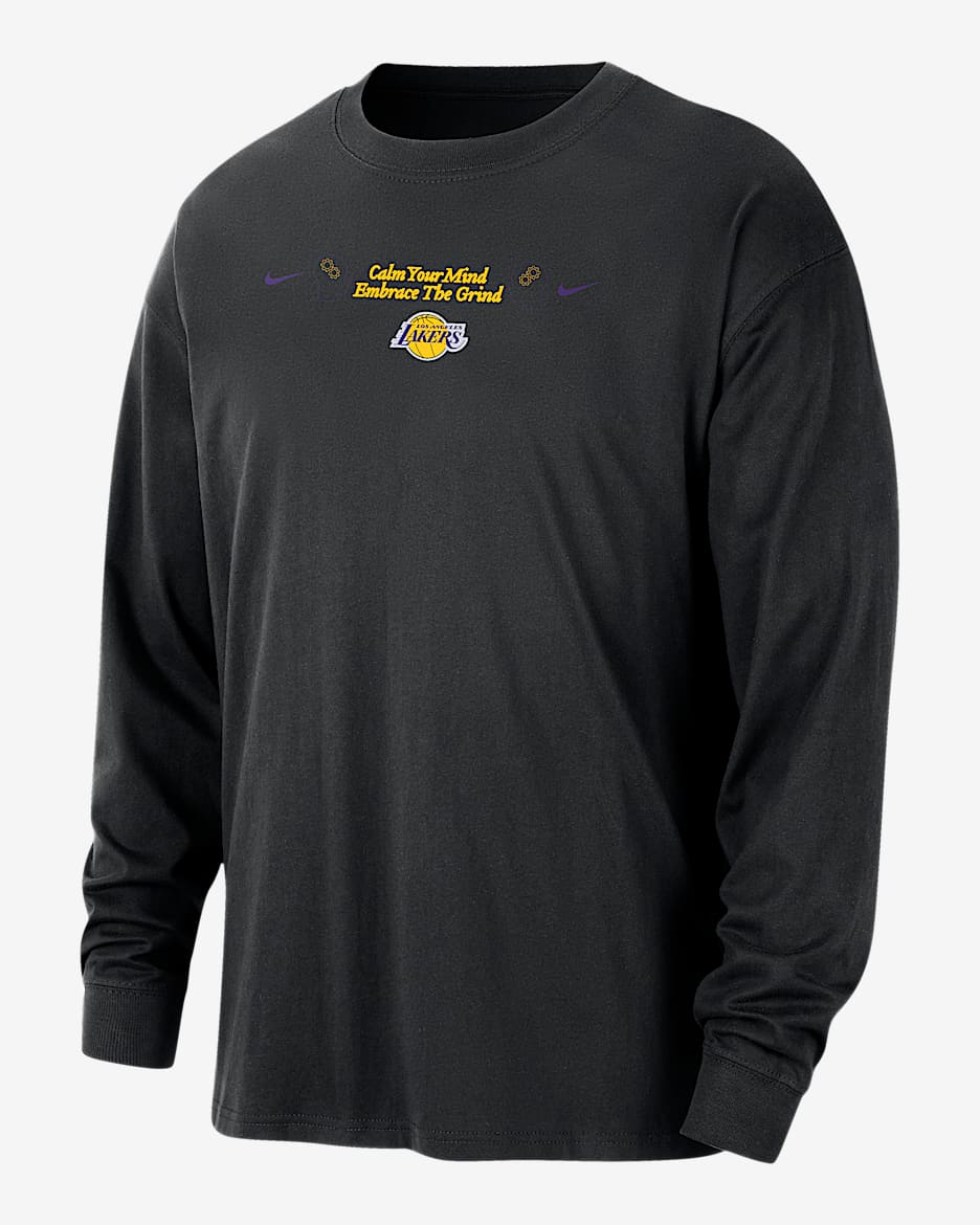 Playera de manga larga Nike de la NBA Max90 para hombre Los Angeles Lakers Courtside - Negro