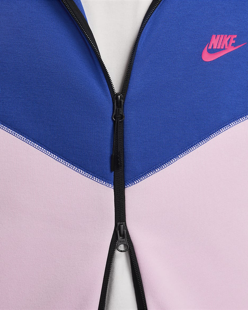 Pánská mikina s kapucí a dlouhým zipem Nike Sportswear Tech Fleece Windrunner - Game Royal/Pink Foam/Deep Royal Blue/Hyper Pink