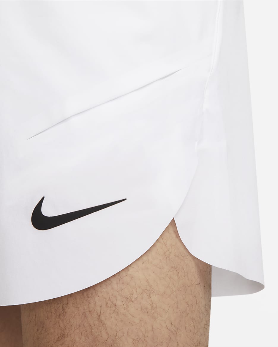 Shorts de tenis de 18 cm Nike Dri-FIT ADV para hombre Rafa - Blanco/Negro