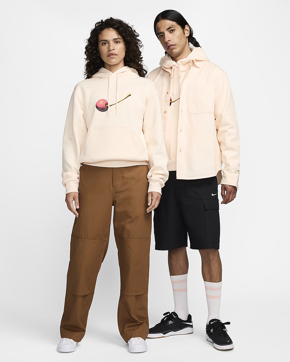 Nike SB Fleece Kapüşonlu Kaykay Sweatshirt'ü - Guava Ice/Beyaz