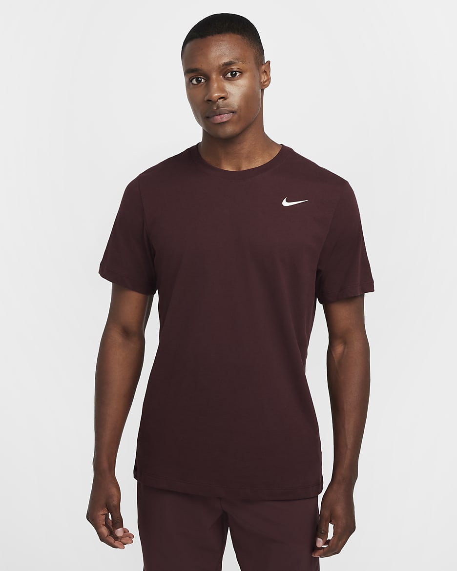 Nike Dri-FIT Men's Fitness T-Shirt - Burgundy Crush/Matte Silver