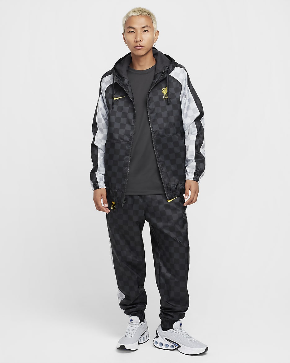 Liverpool F.C. Third Men's Nike Football Hooded Woven Tracksuit - Dark Smoke Grey/Pure Platinum/Chrome Yellow