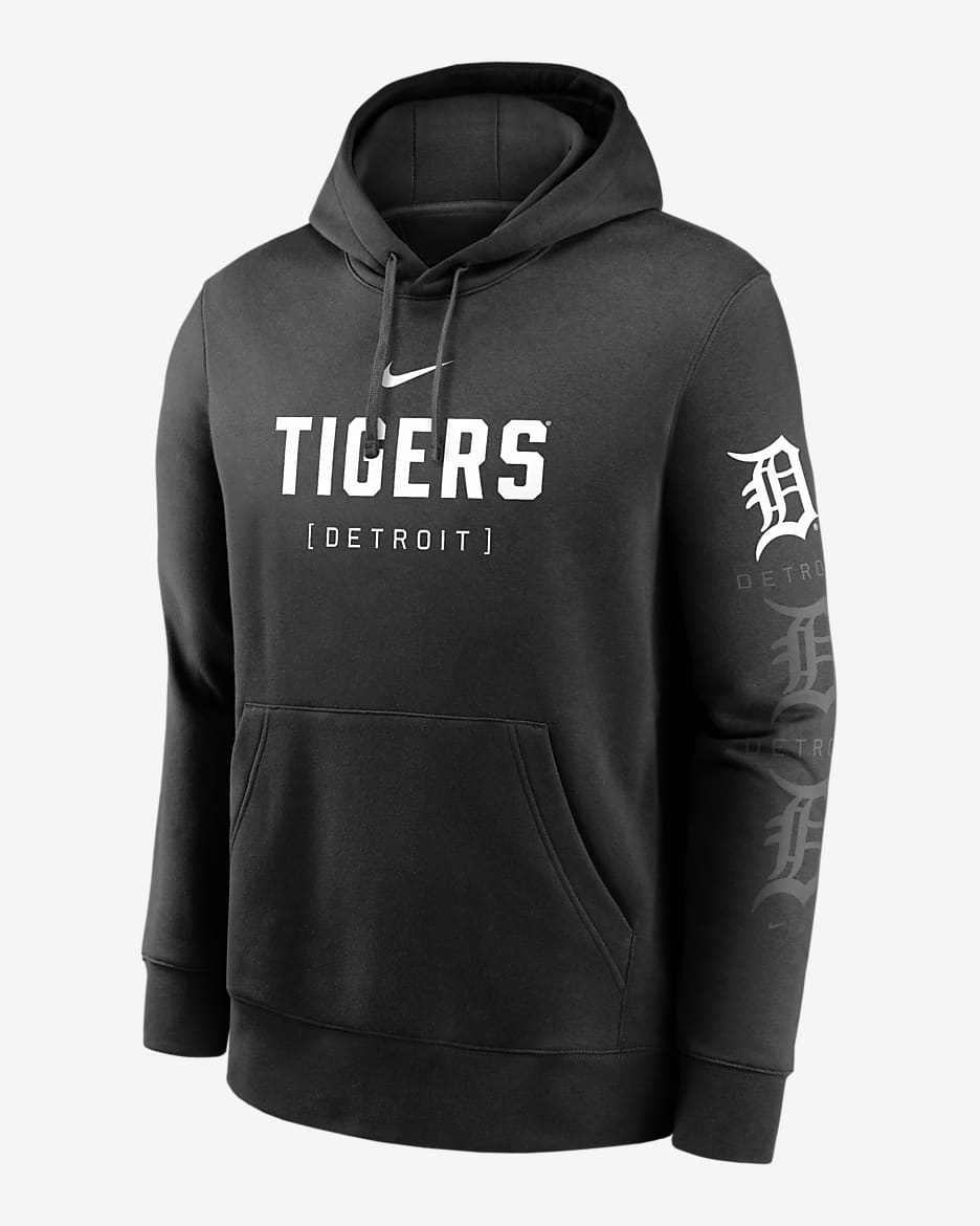 Detroit Tigers Fashion Club Men's Nike MLB Pullover Hoodie - Black