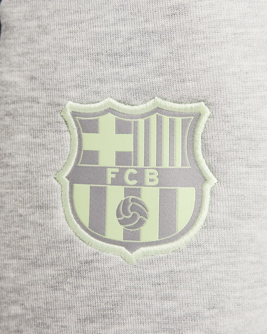 Męskie joggery piłkarskie Nike FC Barcelona Tech Fleece - Dark Grey Heather/Barely Volt