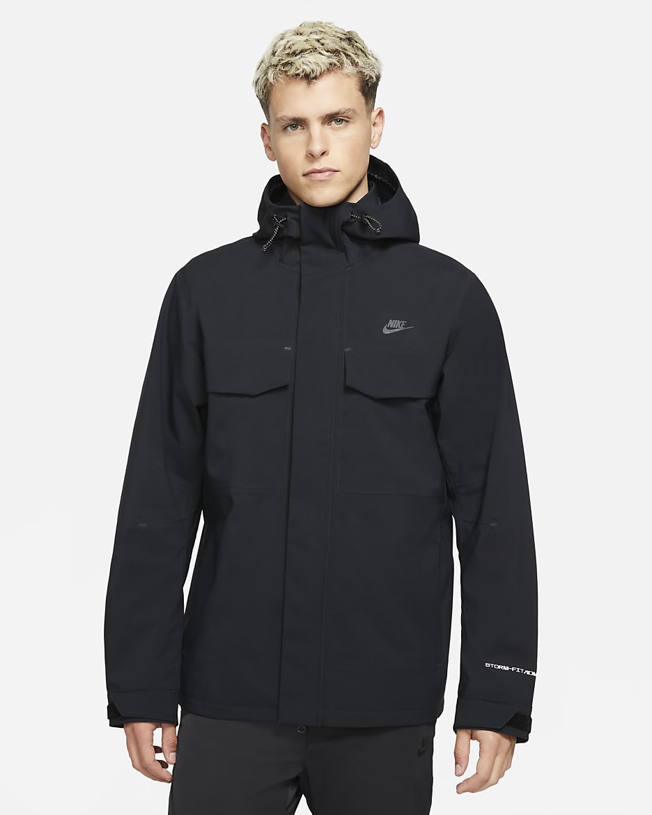 Nike Sportswear Storm-FIT ADV Chamarra M65 para hombre - Negro/Gris humo oscuro