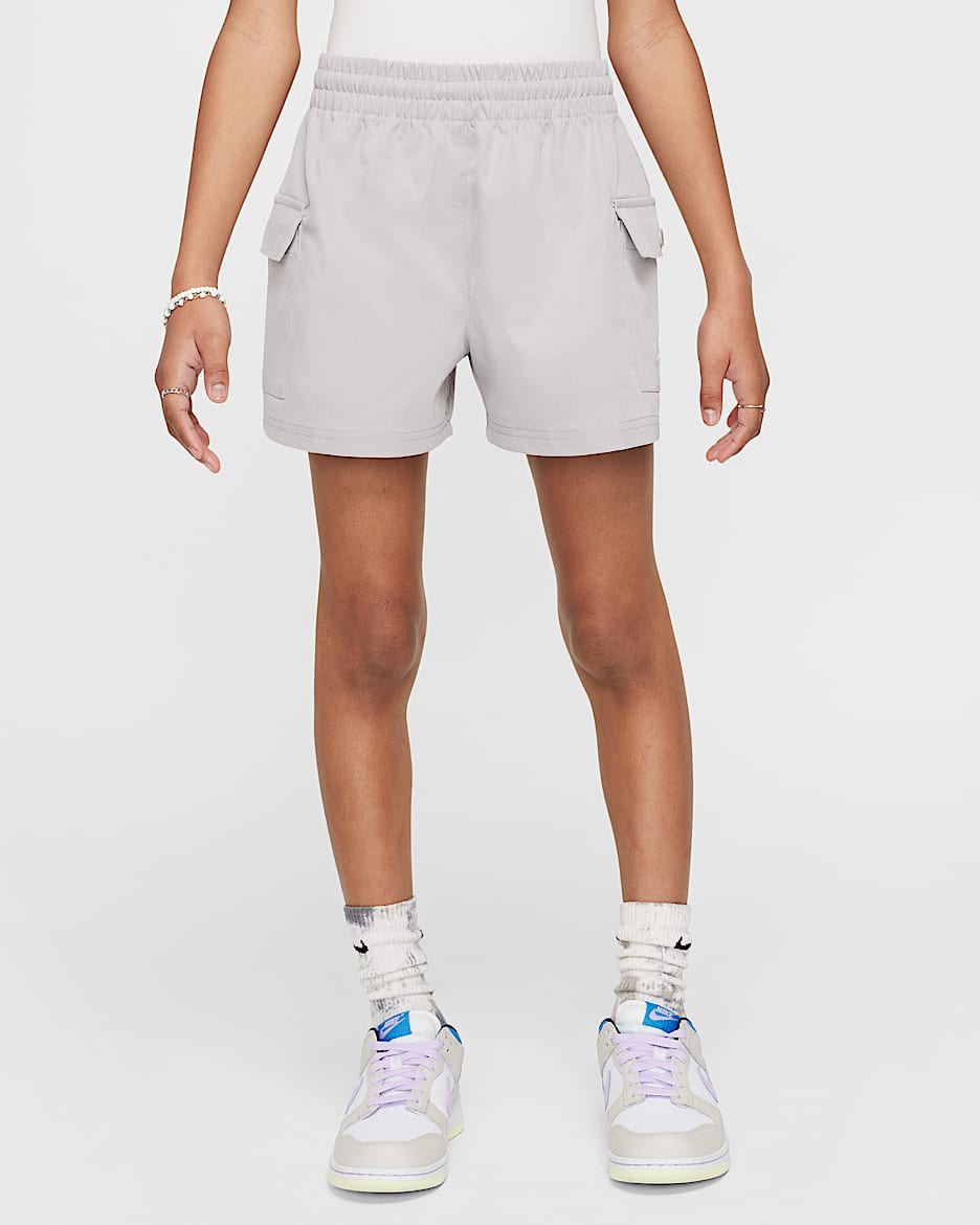 Nike Sportswear Girls' Woven Cargo Shorts - College Grey/White