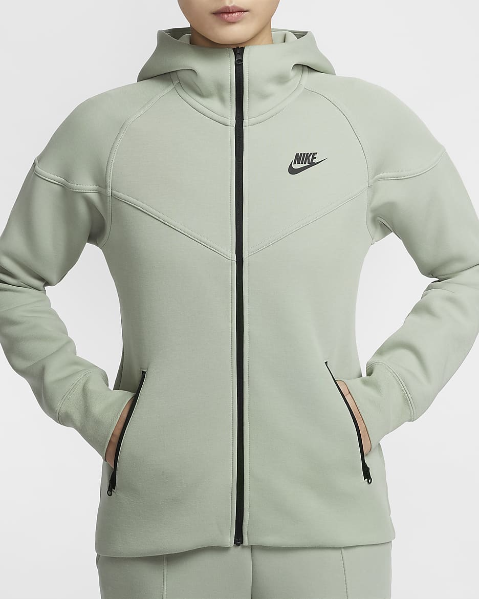 Nike Sportswear Tech Fleece Windrunner 女款全長式拉鍊連帽上衣 - Jade Horizon/黑色