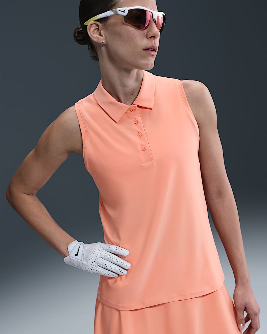 Ärmlös pikétröja Nike Victory Dri-FIT för kvinnor - Apricot Agate/Vit