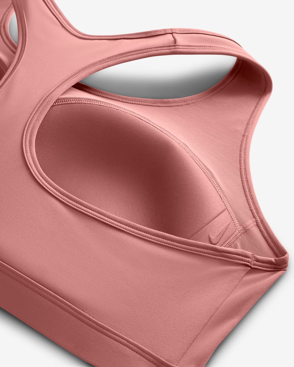 Brassière de sport rembourrée Nike Swoosh Medium Support pour femme (grande taille) - Canyon Pink/Blanc