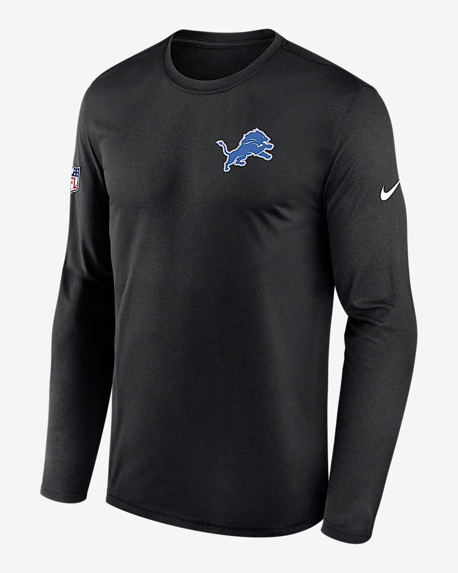 Playera de manga larga Nike Dri-FIT de la NFL para hombre Detroit Lions Alt Legend Small Logo - Negro