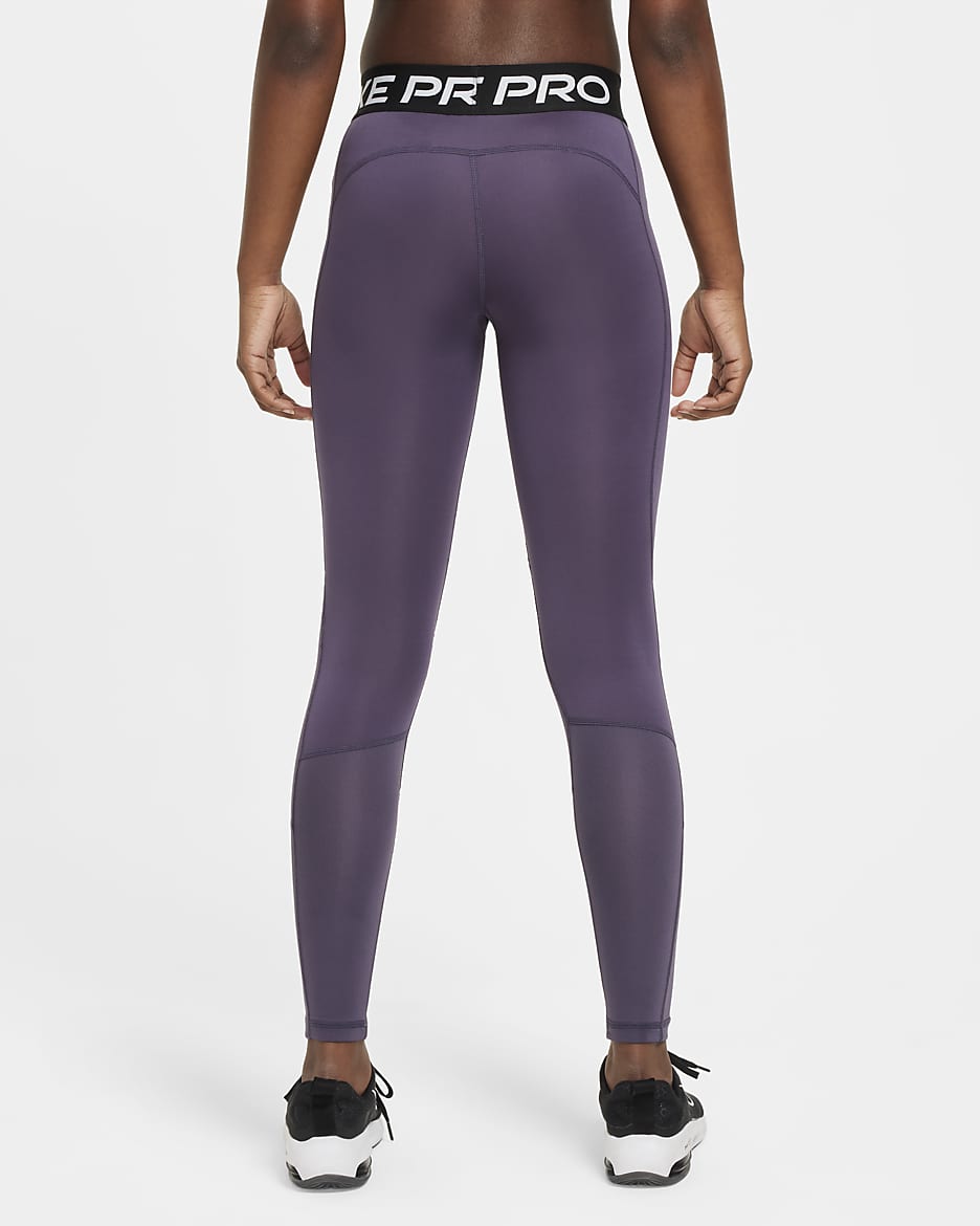 Nike Pro Dri-FIT Older Kids' (Girls') Leggings - Dark Raisin/White