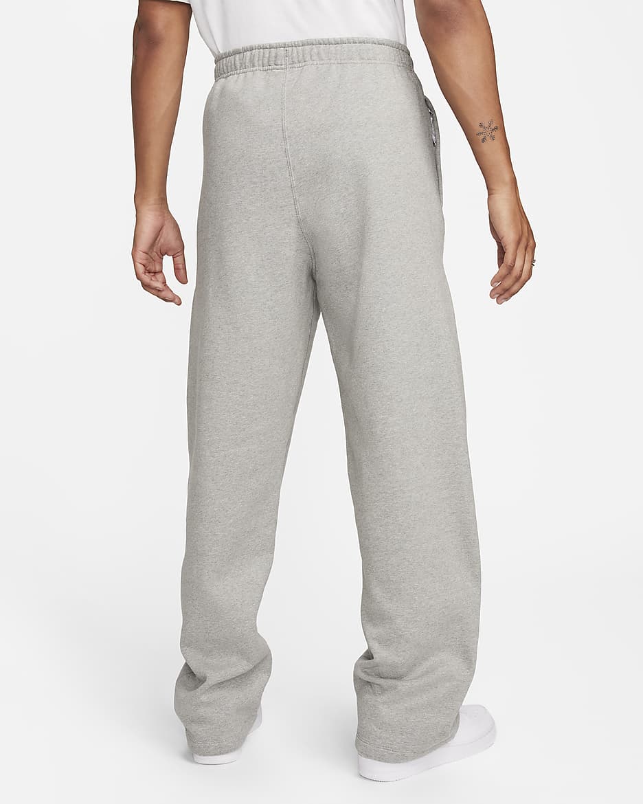 Nike Solo Swoosh Men's Open-Hem Fleece Trousers - Dark Grey Heather/White