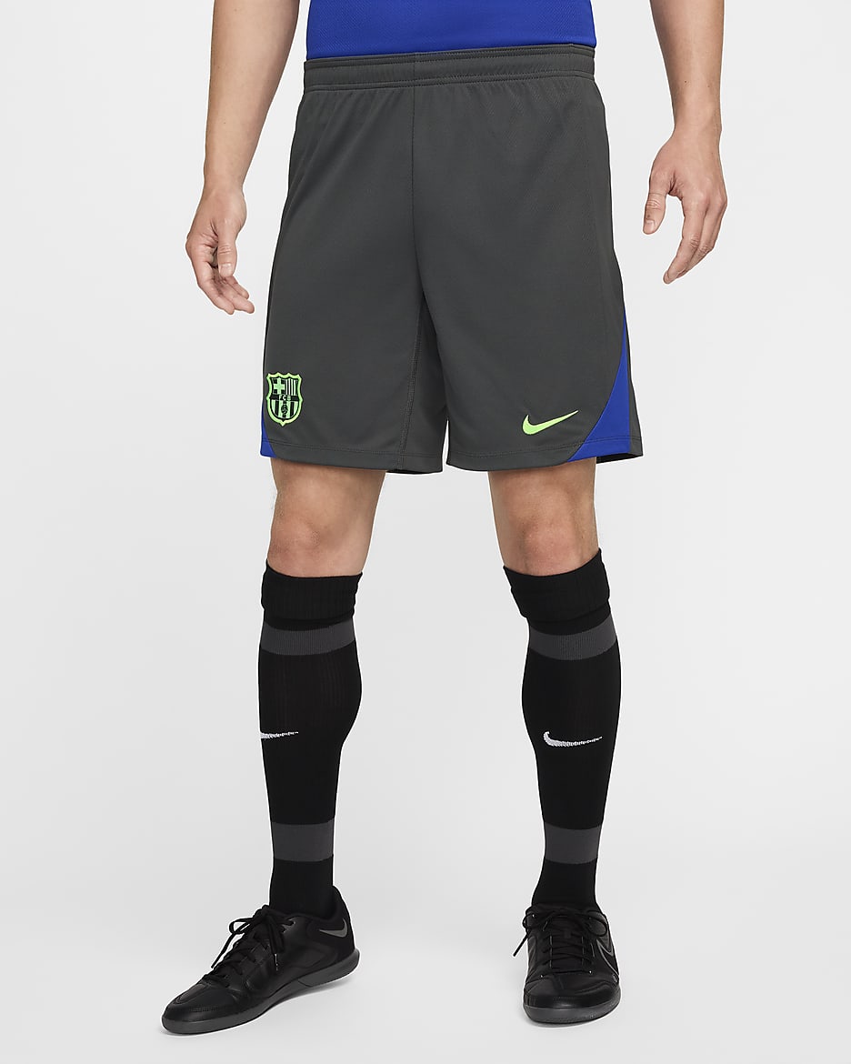 F.C. Barcelona Strike Third Men's Nike Dri-FIT Football Knit Shorts - Anthracite/Old Royal/Lime Blast