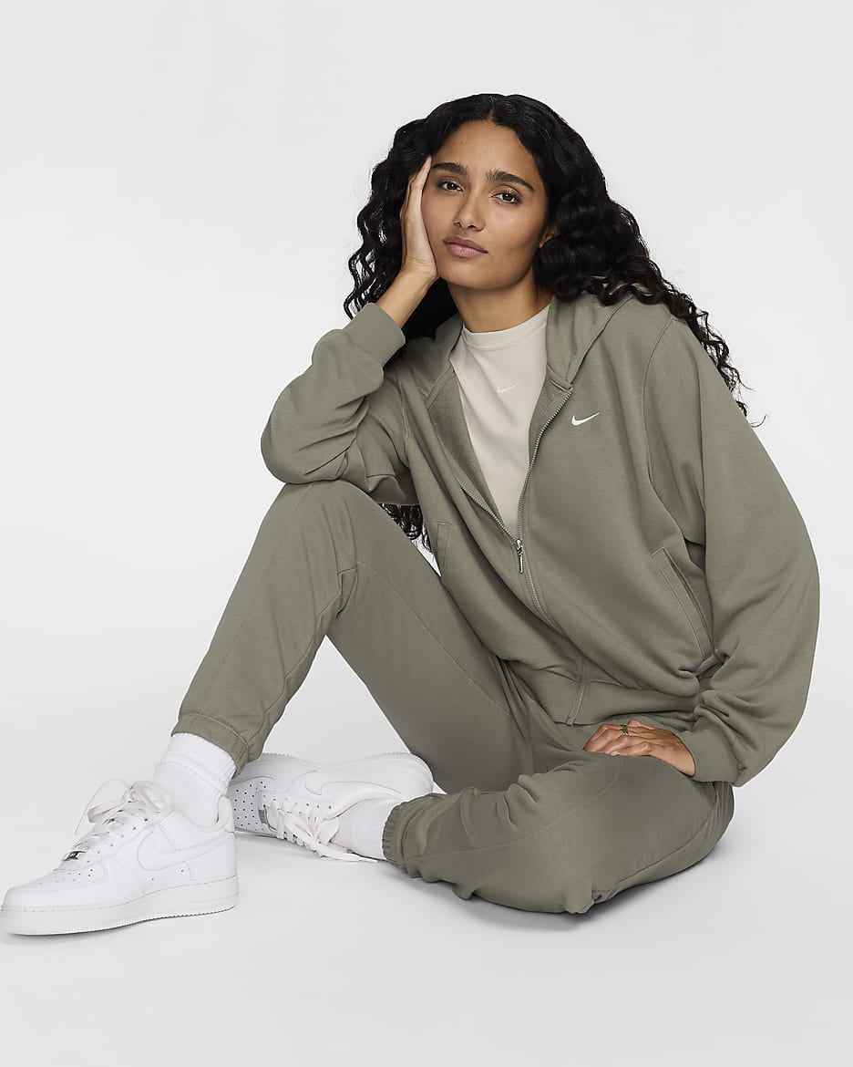 Nike Sportswear Chill Terry Women's Loose Full-Zip French Terry Hoodie - Light Army/Sail