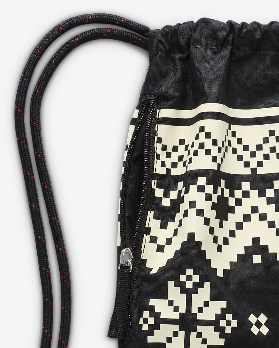 Nike Heritage Drawstring Bag (13L) - Black/Coconut Milk/University Red