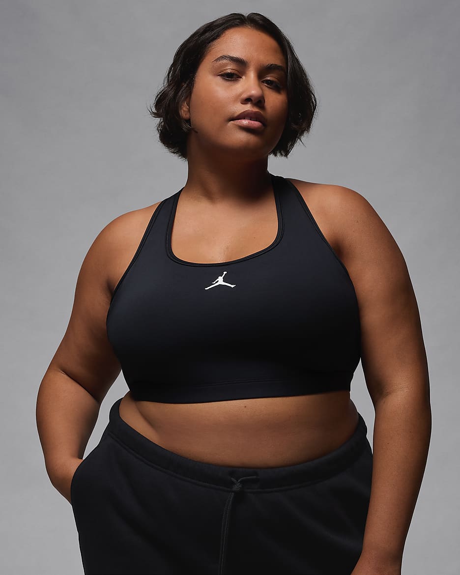 Bra Jumpman de media sujeción con almohadillas para mujer (talla grande) Jordan Sport - Negro/Blanco