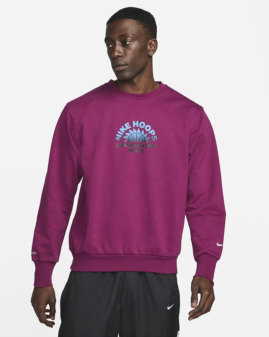 Nike Standard Issue Men's Basketball Crew Sweatshirt - Sangria/Pale Ivory