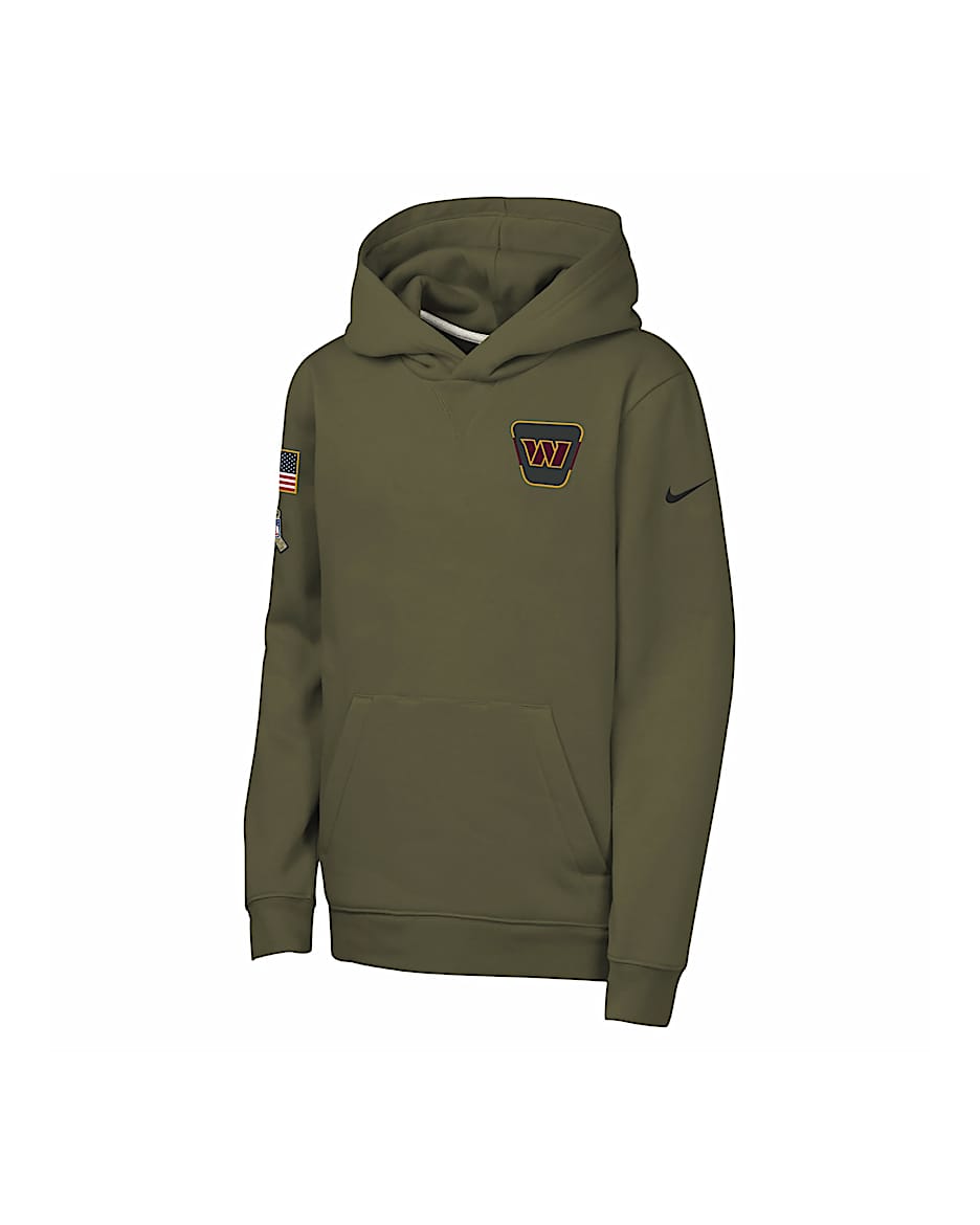 Nike Club Fleece (NFL Washington Commanders) Big Kids' "Salute to Service" Pullover Hoodie - Olive