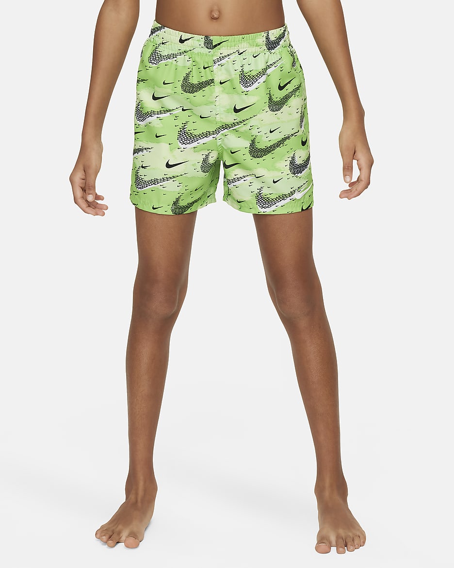 Nike Swim Flock Big Kids' (Boys') 4" Volley Shorts - Action Green