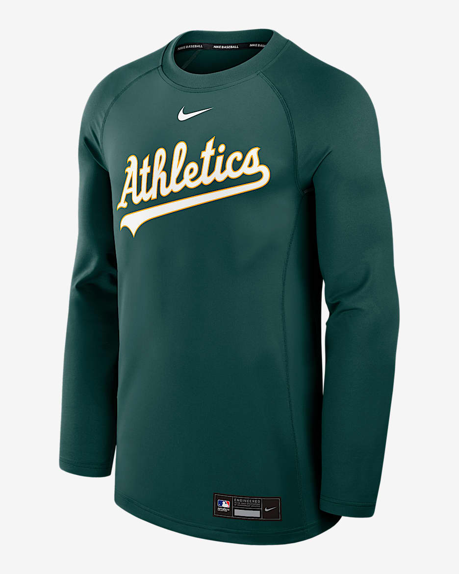Athletics Authentic Collection Game Time Men's Nike Dri-FIT MLB Pullover Crew - Green
