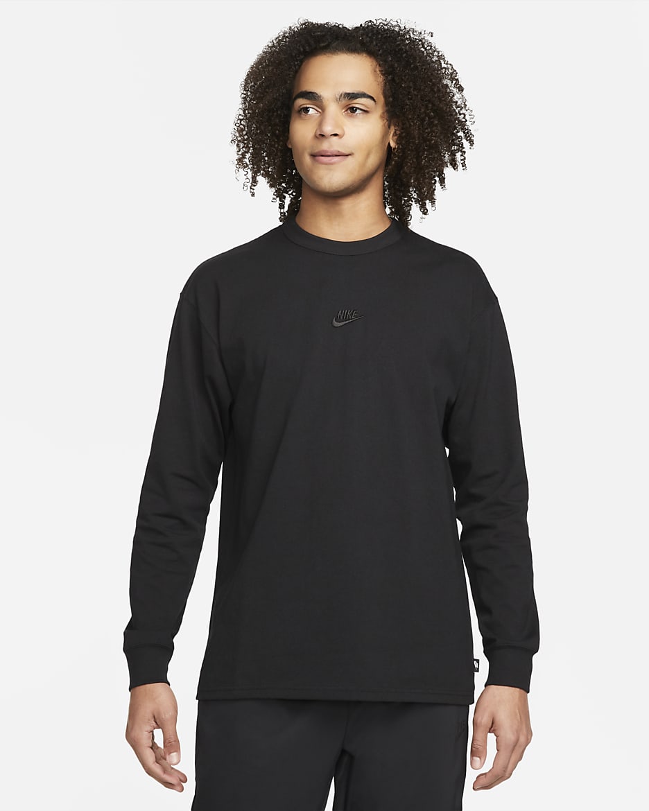 Tee-shirt à manches longues Nike Sportswear Premium Essentials pour Homme - Noir/Noir