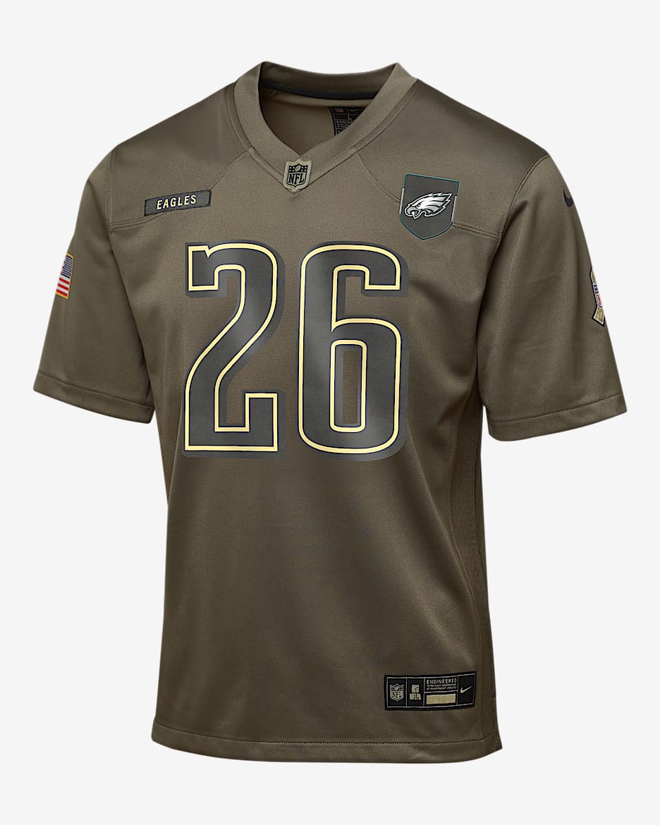 Saquon Barkley Philadelphia Eagles Salute to Service Big Kids’ Nike NFL Game Jersey - Olive