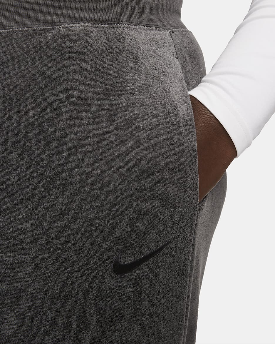 Pants de felpa de tiro alto y pierna amplia para mujer (talla grande) Nike Sportswear - Antracita/Negro