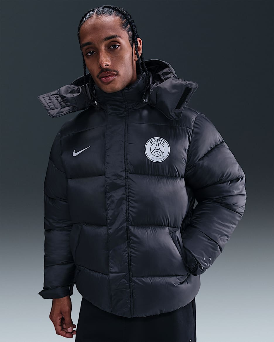 Paris Saint-Germain Nike Life Therma-FIT Fußball-Puffer-Jacke (Herren) - Anthracite/Particle Grey