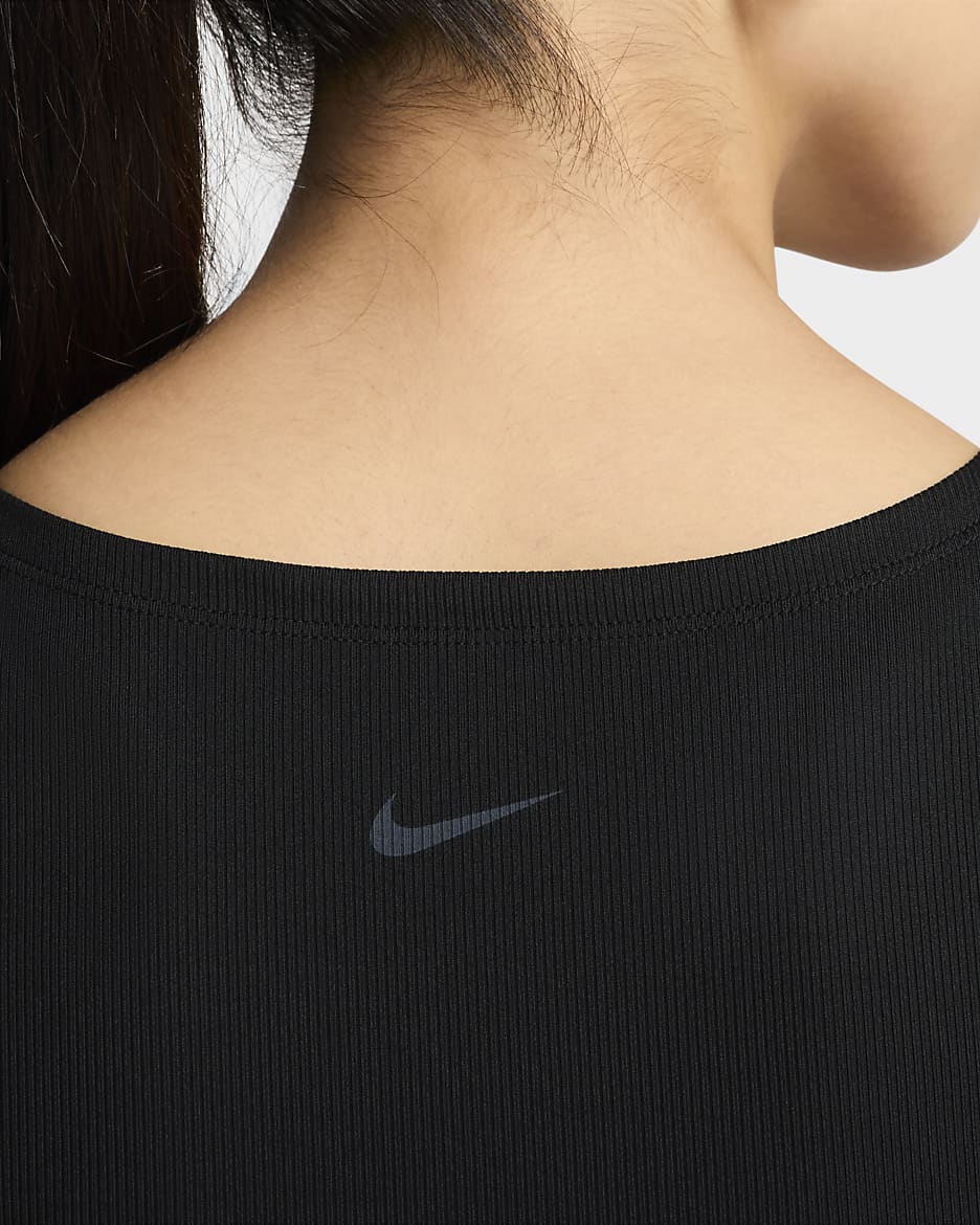 เสื้อกล้ามเอวลอย Dri-FIT ผู้หญิง Nike One Fitted Rib - ดำ/ดำ