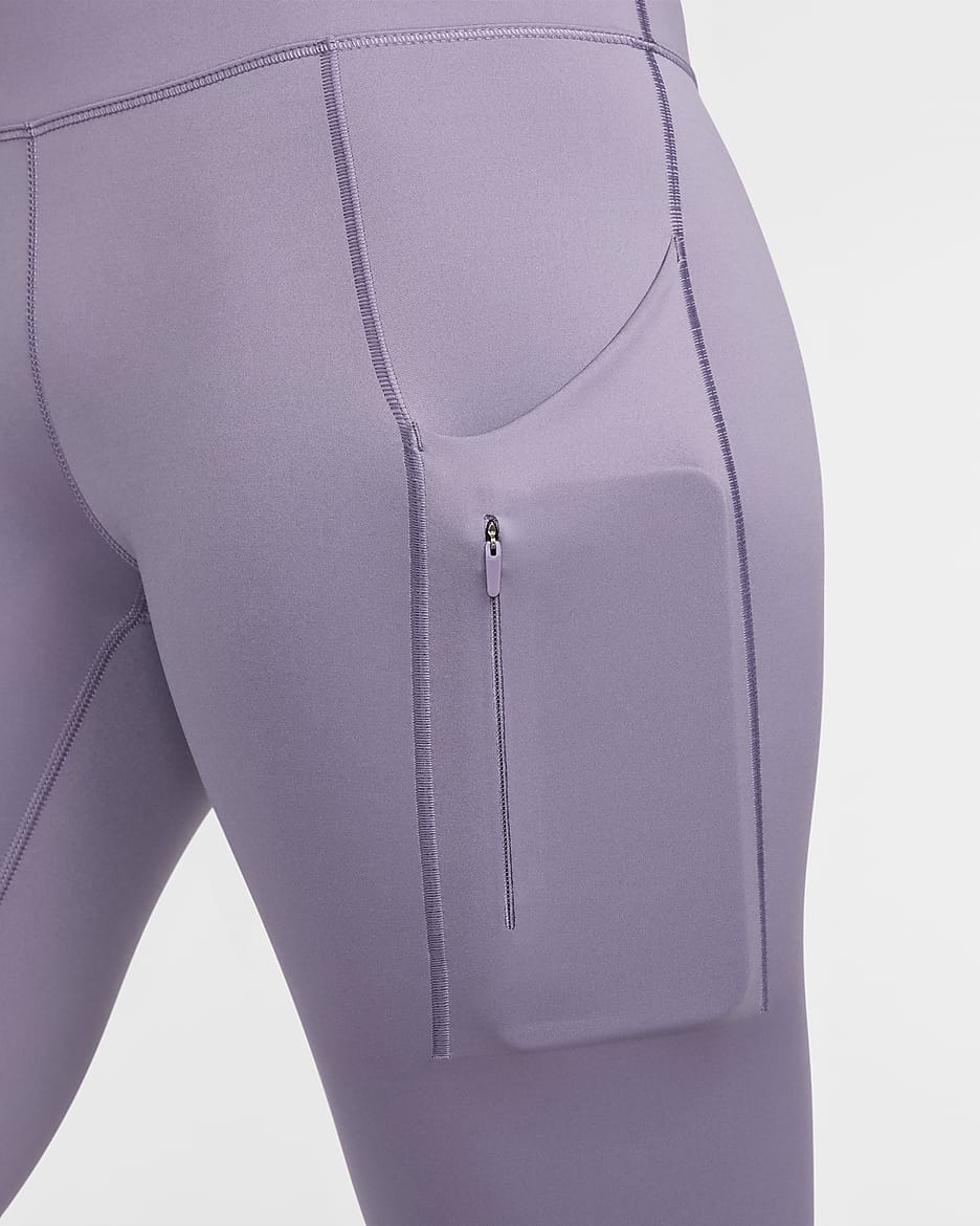 Nike Go Lange legging met hoge taille, zakken en complete ondersteuning voor dames - Daybreak/Zwart