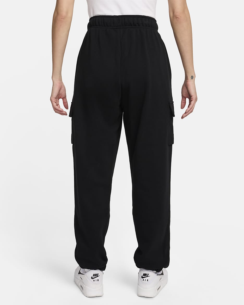 Nike Sportswear Club Fleece Women's Mid-Rise Oversized Cargo Tracksuit Bottoms - Black/White