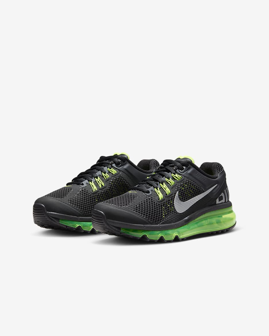 Nike Air Max 2013 Big Kids' Shoes - Black/Volt/Metallic Silver