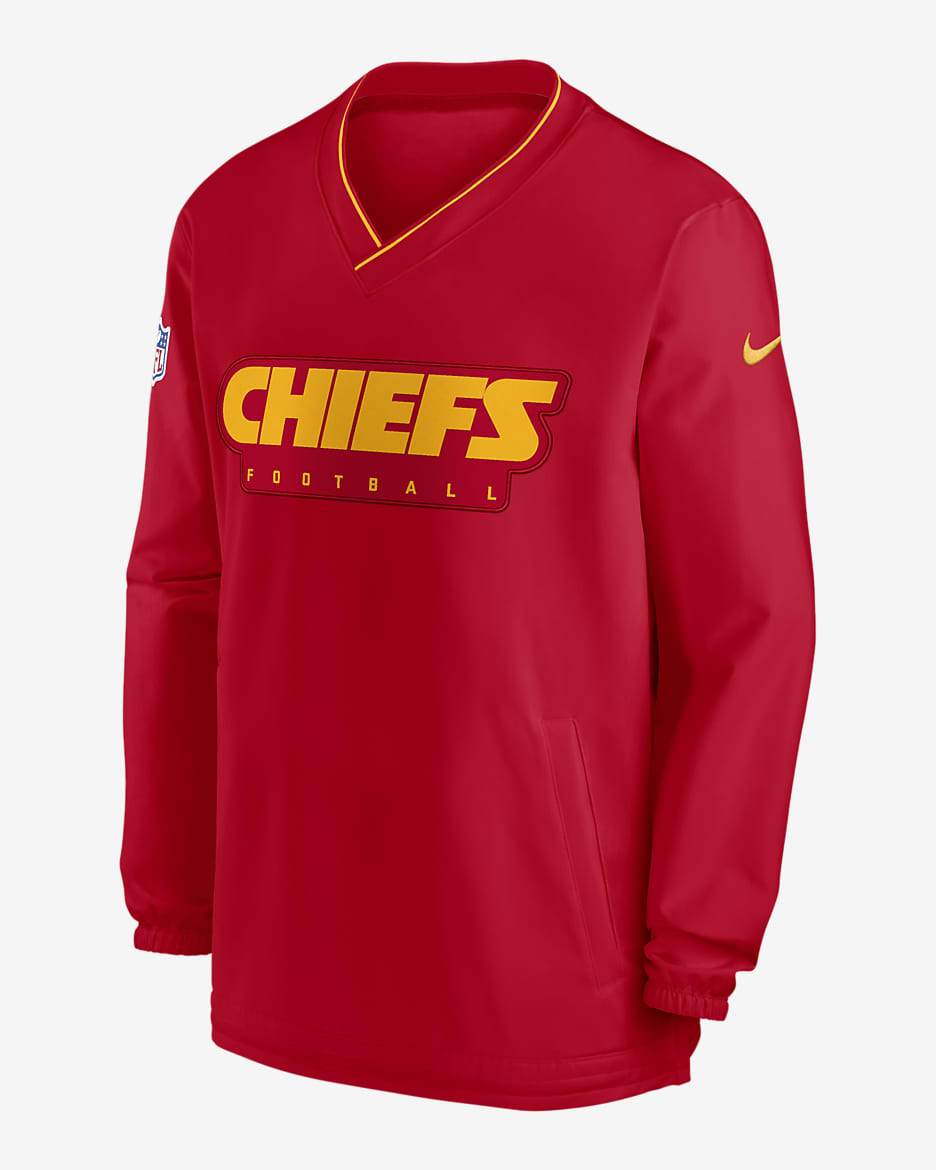 Playera rompevientos de manga larga de la NFL Nike para hombre Kansas City Chiefs Sideline - Rojo