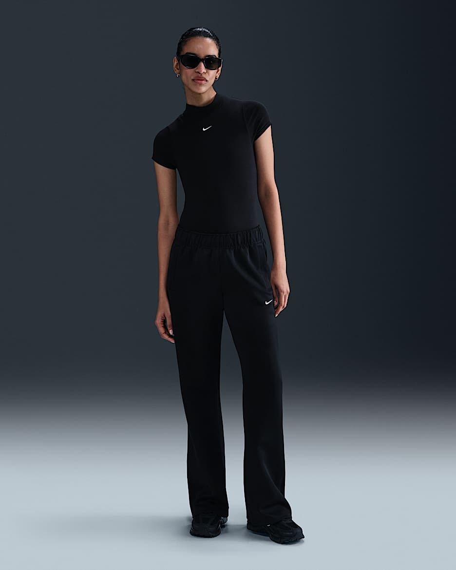 Nike Sportswear Windrunner Women's Mid-Rise Slim Knit Trousers - Black/Black/White