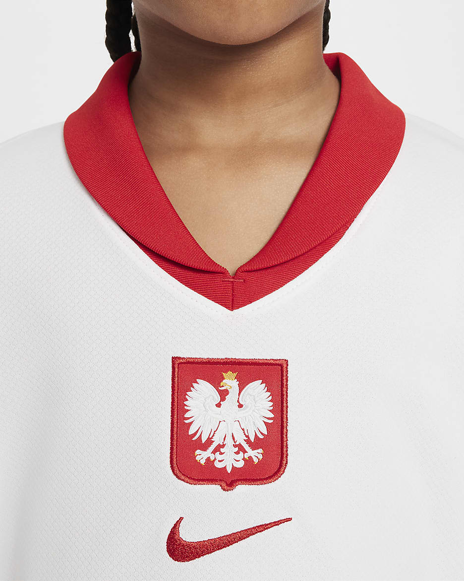 Lengyelország 2024/25 Stadium hazai Nike Dri-FIT replika futballrövidnadrág nagyobb gyerekeknek - Fehér/Sport Red/Sport Red