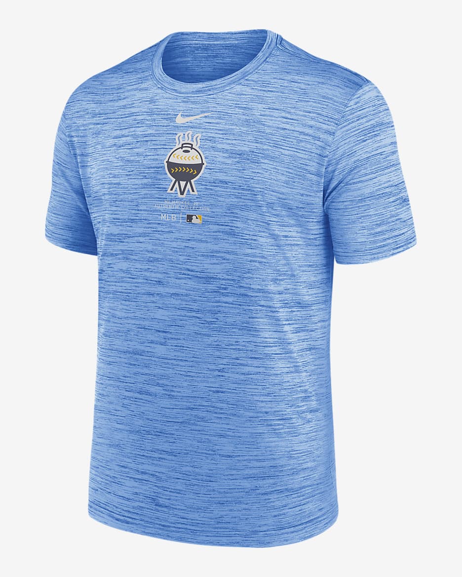 Playera Nike Dri-FIT de la MLB para hombre Milwaukee Brewers City Connect Practice Velocity - Azul