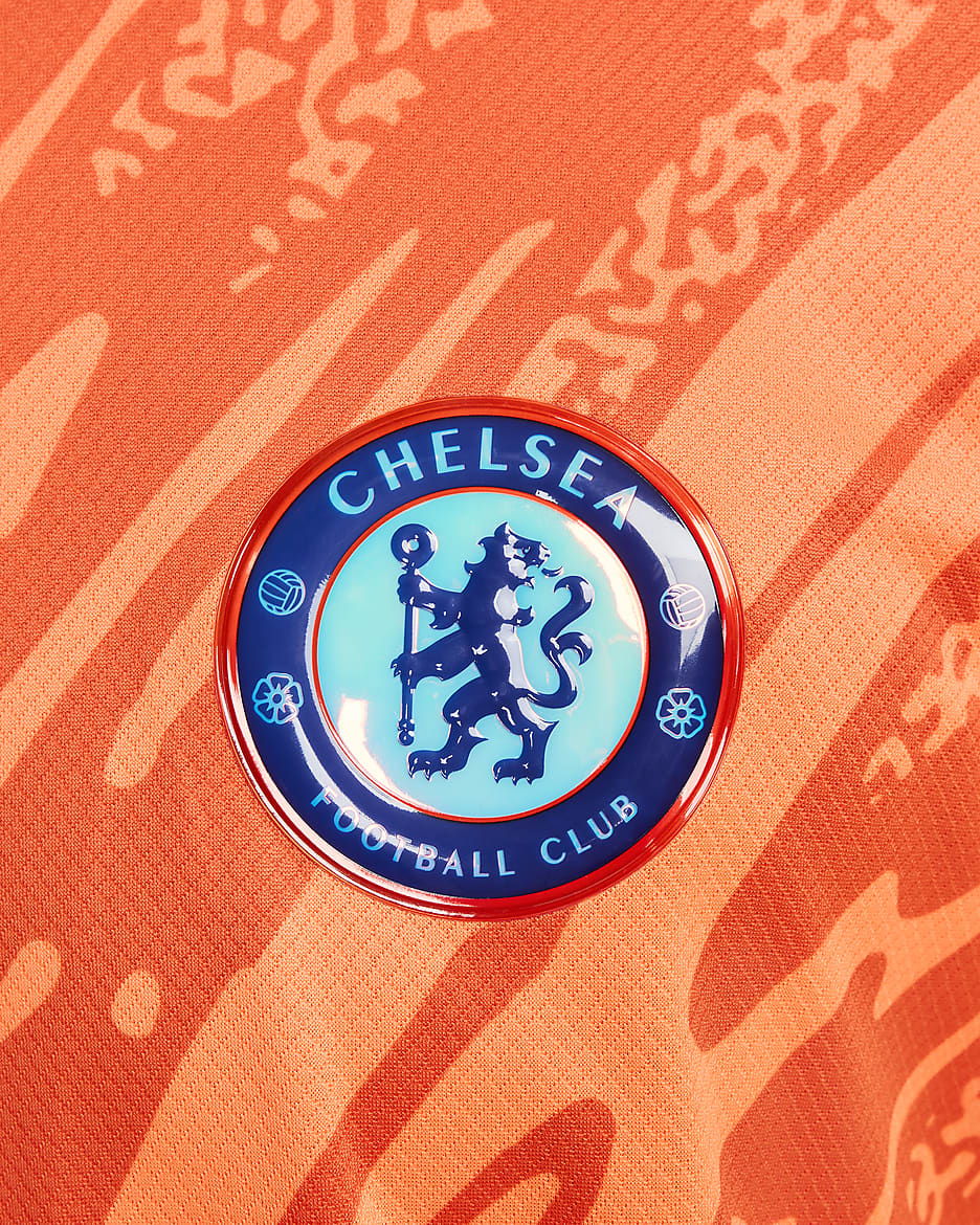 Chelsea FC 2024/25 Stadium Goalkeeper Men's Nike Dri-FIT Soccer Replica Short-Sleeve Jersey - Total Orange/Safety Orange/Rush Blue