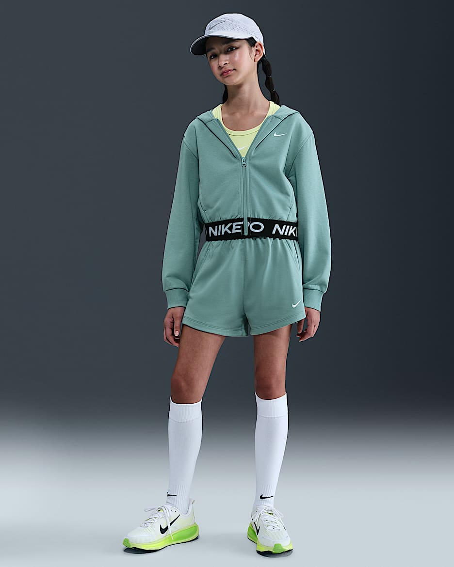 Short Dri-FIT Nike Pro Fleece pour ado (fille) - Cannon/Cannon/Noir/Blanc