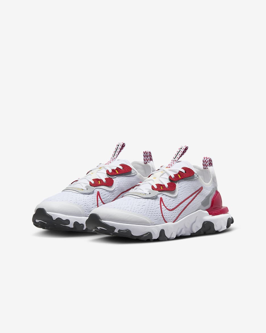 Nike React Vision Older Kids' Shoes - White/Wolf Grey/Black/Gym Red