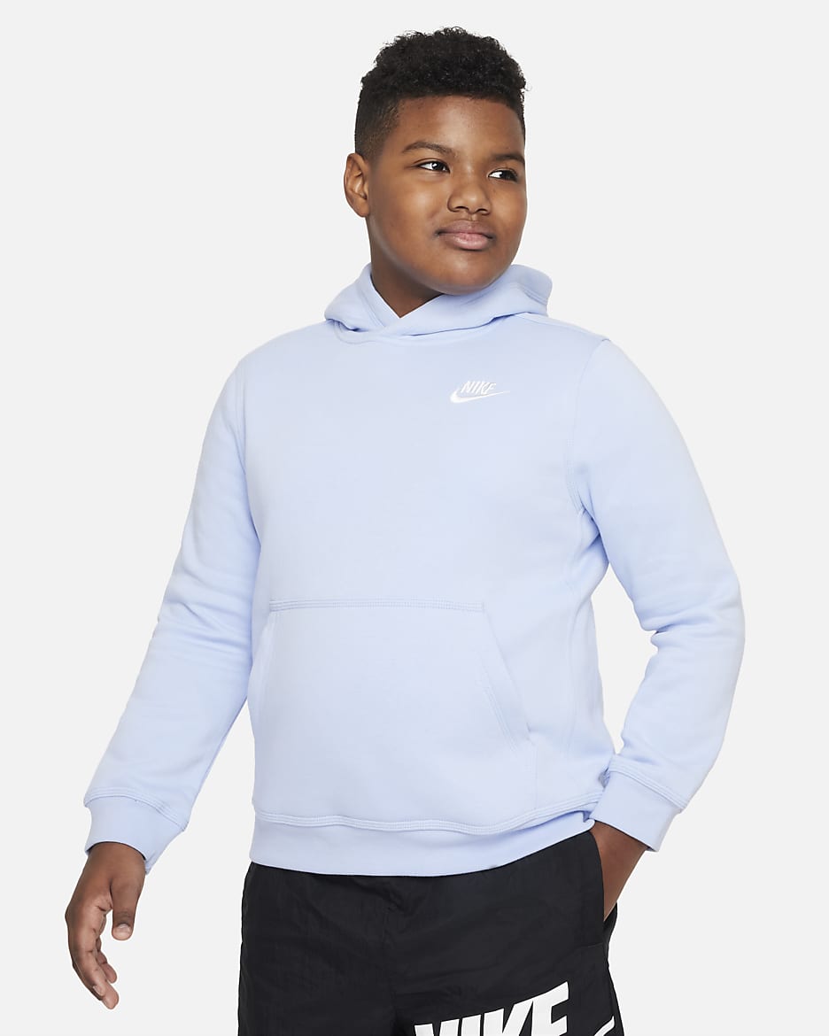 Sudadera con capucha sin cierre para niños talla grande Nike Sportswear Club Fleece (talla extendida) - Cobalto felicidad/Blanco