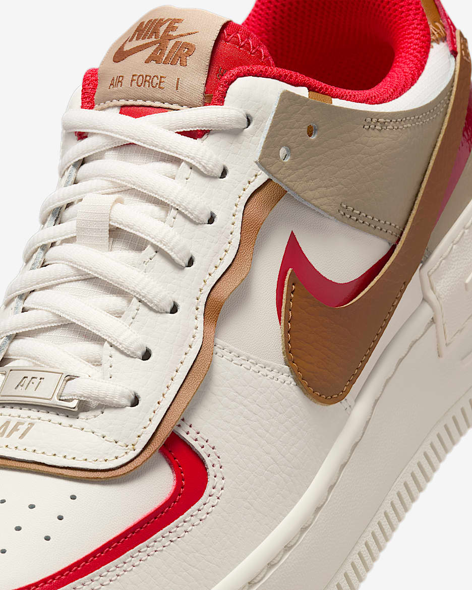 Nike Air Force 1 Shadow 女鞋 - Phantom/Fire Red/Khaki/Light British Tan