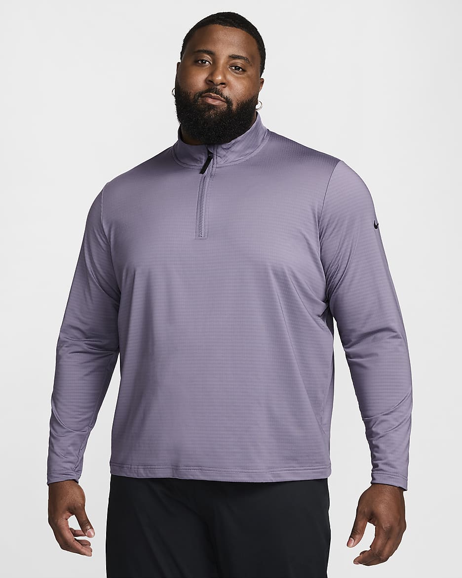 Nike Victory Dri-FIT golfoverdel med glidelås i halsen til herre - Daybreak/Svart