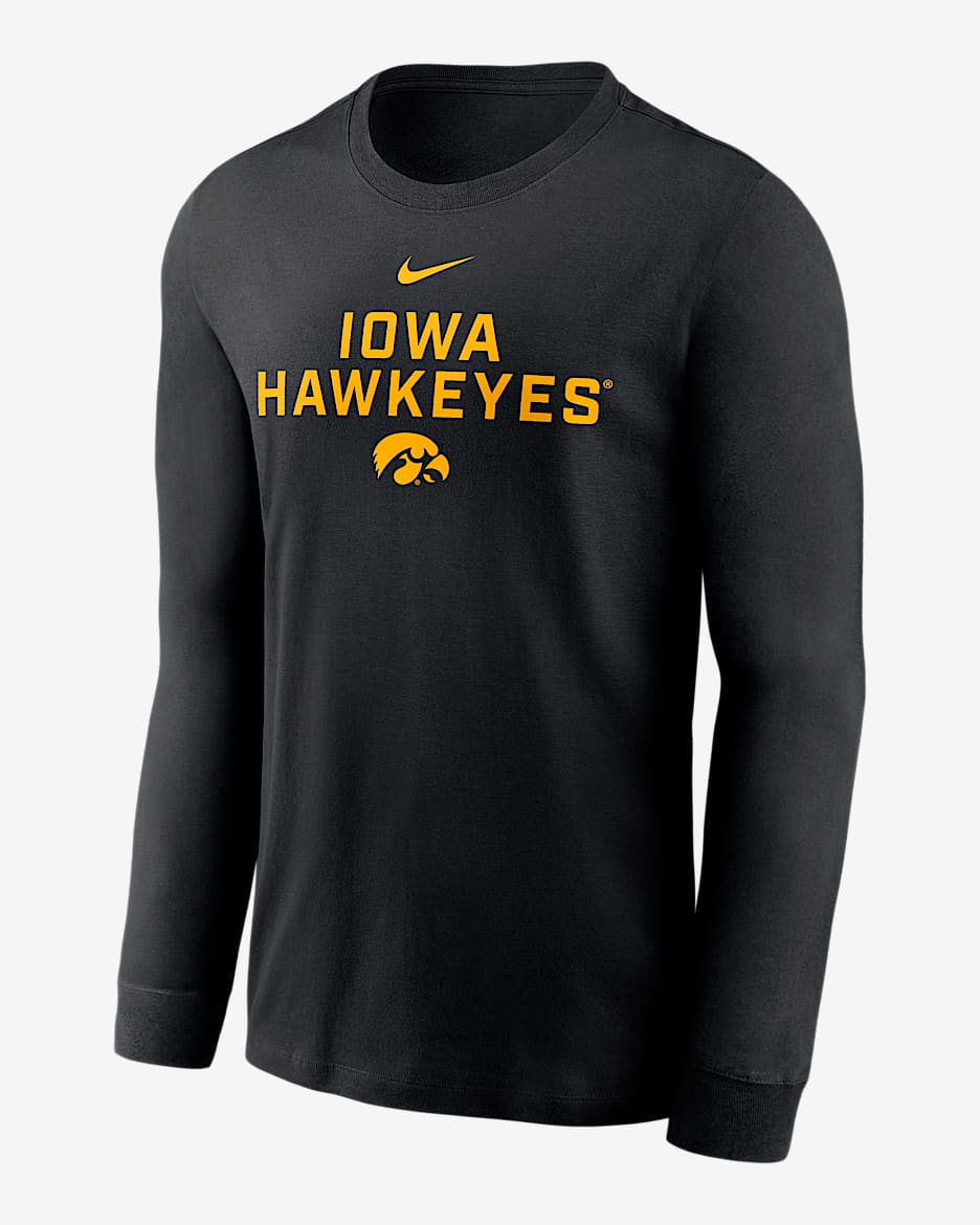 Iowa Sideline Men's Nike Dri-FIT College Long-Sleeve T-Shirt - Black